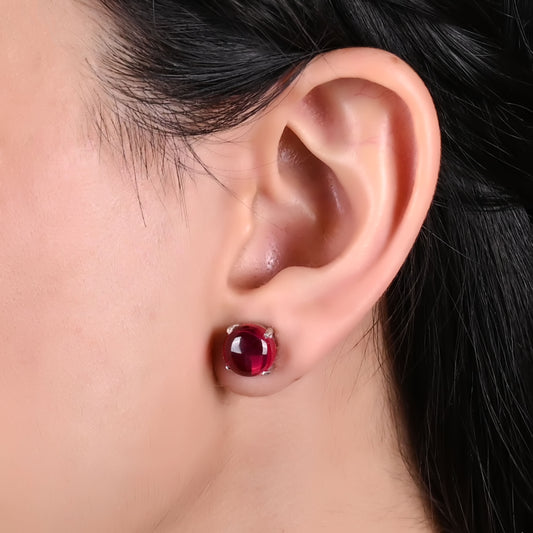 Red Lab Grown Ruby Stud Earring