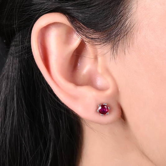 Dainty Lab Grown Ruby Stud Earring